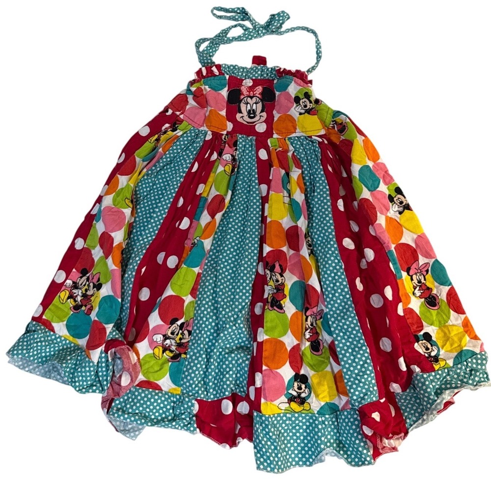 BBCB Sarah Peterson Minnie Mouse Patchwork Halter Twirl Dress Disney 3T-4T